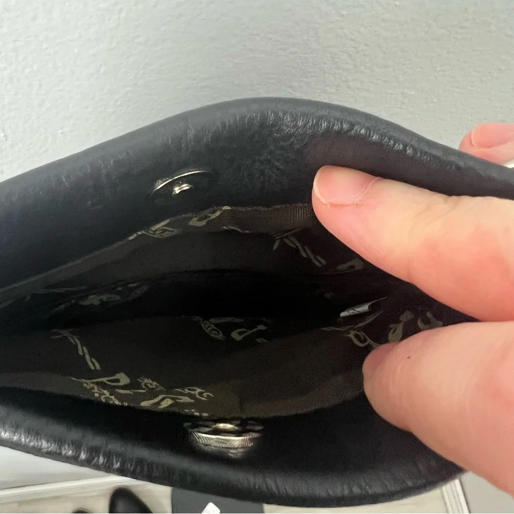 P&G Black Studded Leather Crossbody Bag